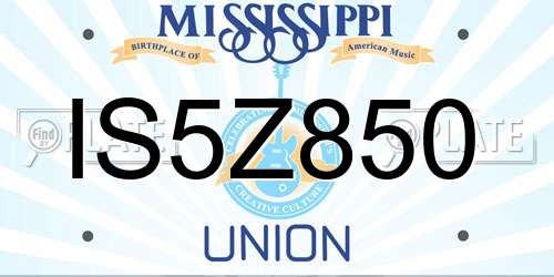 IS5Z850 Mississippi License Plate