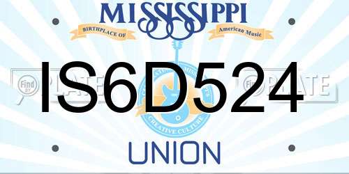 IS6D524 Mississippi License Plate