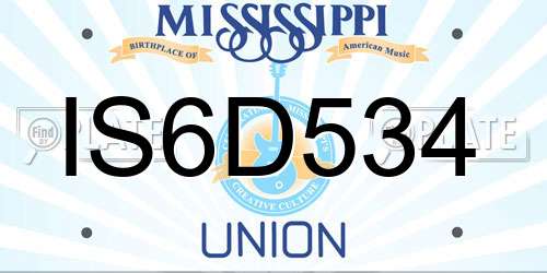 IS6D534 Mississippi License Plate