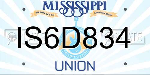 IS6D834 Mississippi License Plate