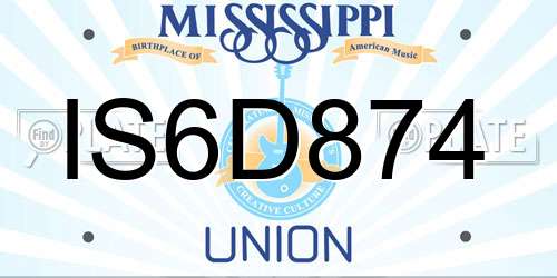 IS6D874 Mississippi License Plate