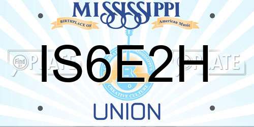 IS6E2H Mississippi License Plate