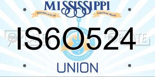 IS6O524 Mississippi License Plate