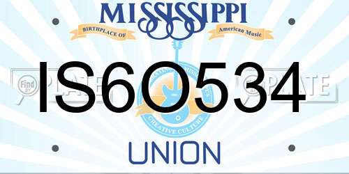 IS6O534 Mississippi License Plate
