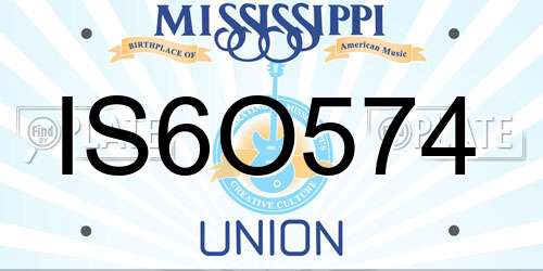 IS6O574 Mississippi License Plate