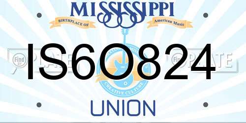 IS6O824 Mississippi License Plate