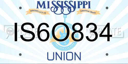 IS6O834 Mississippi License Plate