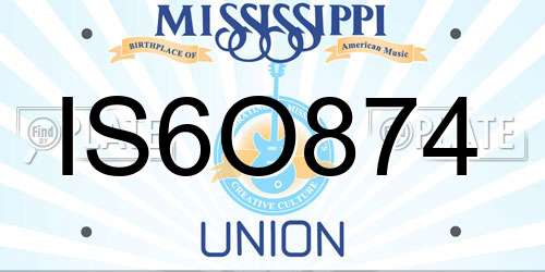 IS6O874 Mississippi License Plate