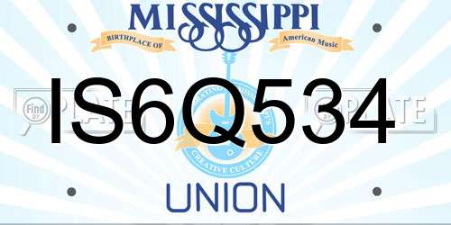 IS6Q534 Mississippi License Plate