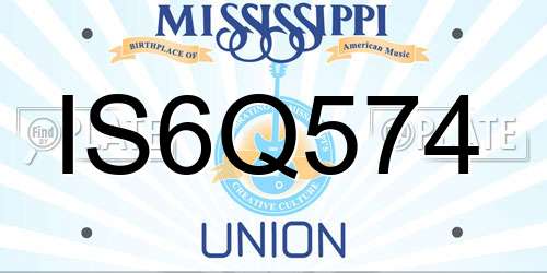 IS6Q574 Mississippi License Plate