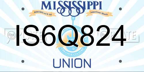 IS6Q824 Mississippi License Plate