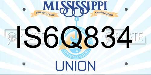 IS6Q834 Mississippi License Plate
