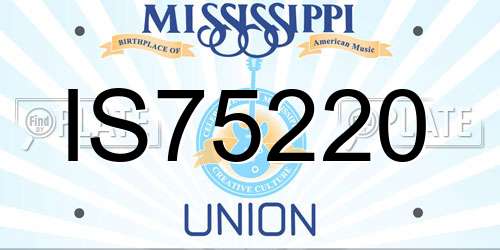 IS75220 Mississippi License Plate