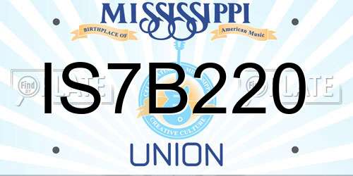 IS7B220 Mississippi License Plate