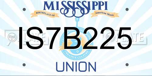 IS7B225 Mississippi License Plate