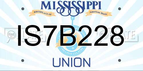 IS7B228 Mississippi License Plate