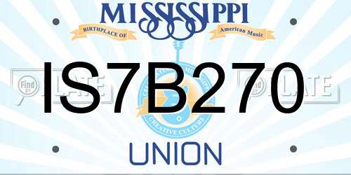 IS7B270 Mississippi License Plate