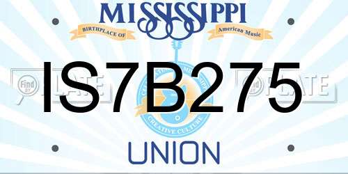 IS7B275 Mississippi License Plate