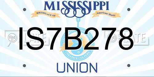 IS7B278 Mississippi License Plate
