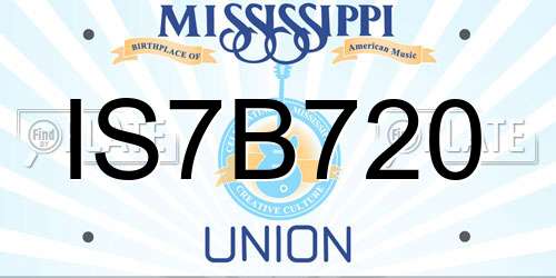IS7B720 Mississippi License Plate