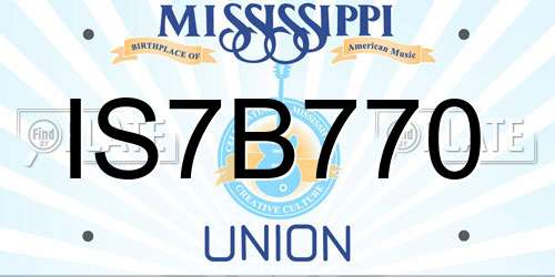 IS7B770 Mississippi License Plate
