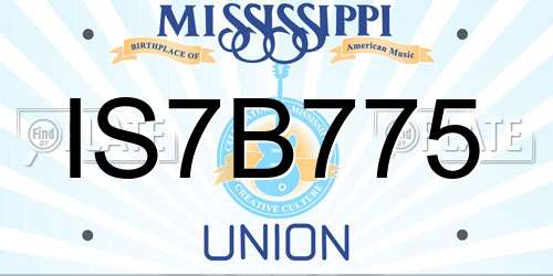IS7B775 Mississippi License Plate