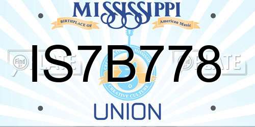 IS7B778 Mississippi License Plate