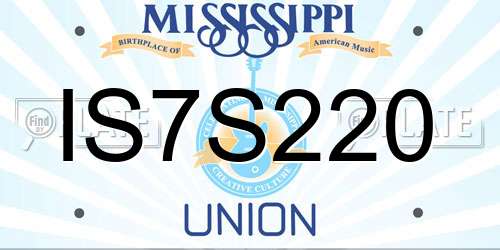 IS7S220 Mississippi License Plate