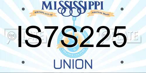 IS7S225 Mississippi License Plate