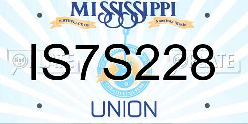 IS7S228 Mississippi License Plate