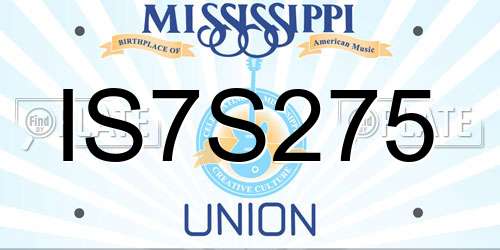 IS7S275 Mississippi License Plate