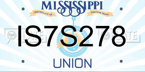IS7S278 Mississippi License Plate