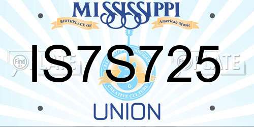IS7S725 Mississippi License Plate