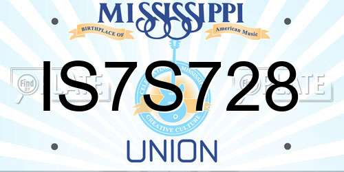 IS7S728 Mississippi License Plate