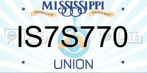 IS7S770 Mississippi License Plate