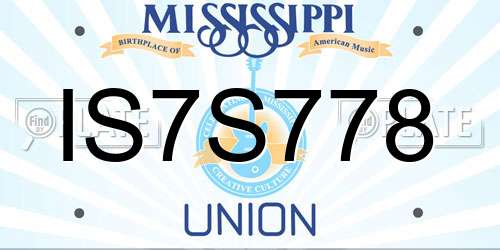 IS7S778 Mississippi License Plate