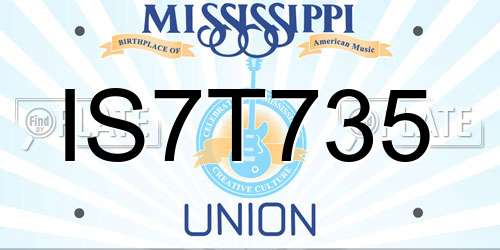 IS7T735 Mississippi License Plate