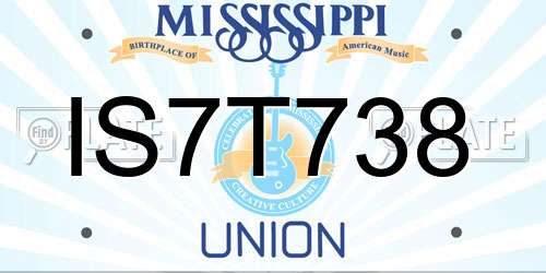 IS7T738 Mississippi License Plate