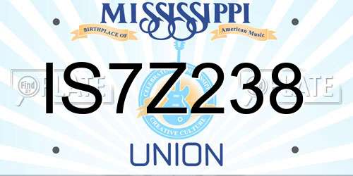 IS7Z238 Mississippi License Plate