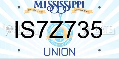 IS7Z735 Mississippi License Plate