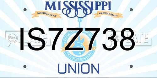IS7Z738 Mississippi License Plate