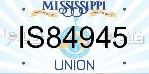 IS84945 Mississippi License Plate