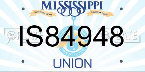 IS84948 Mississippi License Plate