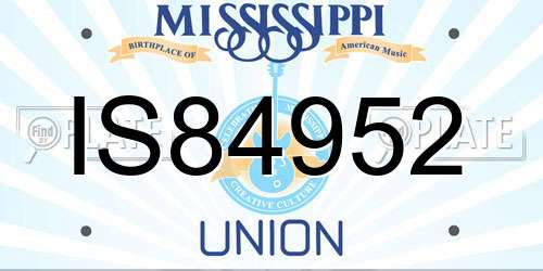 IS84952 Mississippi License Plate