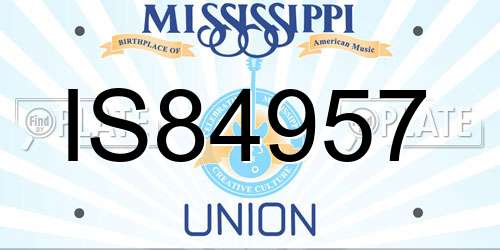 IS84957 Mississippi License Plate