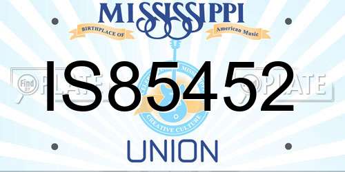 IS85452 Mississippi License Plate