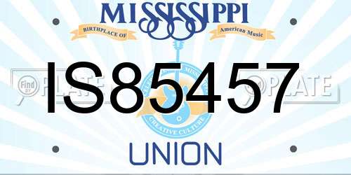 IS85457 Mississippi License Plate