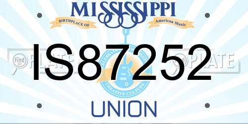 IS87252 Mississippi License Plate