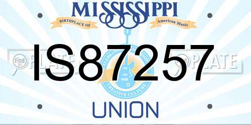 IS87257 Mississippi License Plate