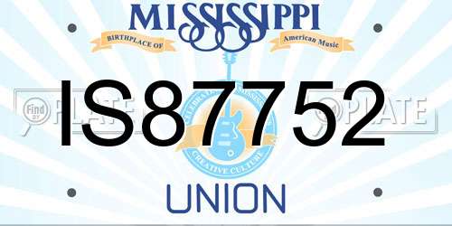 IS87752 Mississippi License Plate